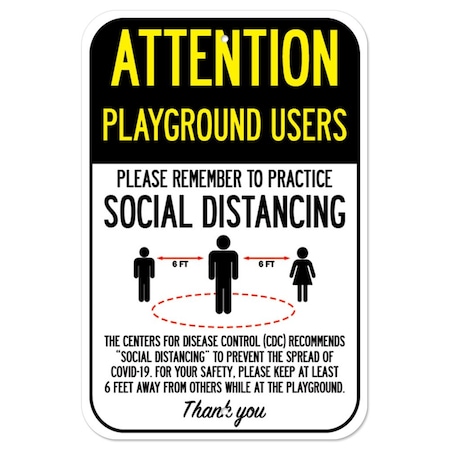 Public Safety Sign-Playground Users Practice Social Distancing, Heavy-Gauge